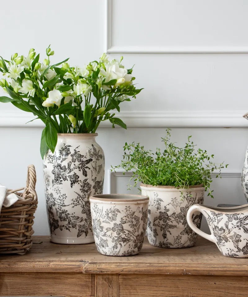 Thumbnail: Black Floral Pot Large