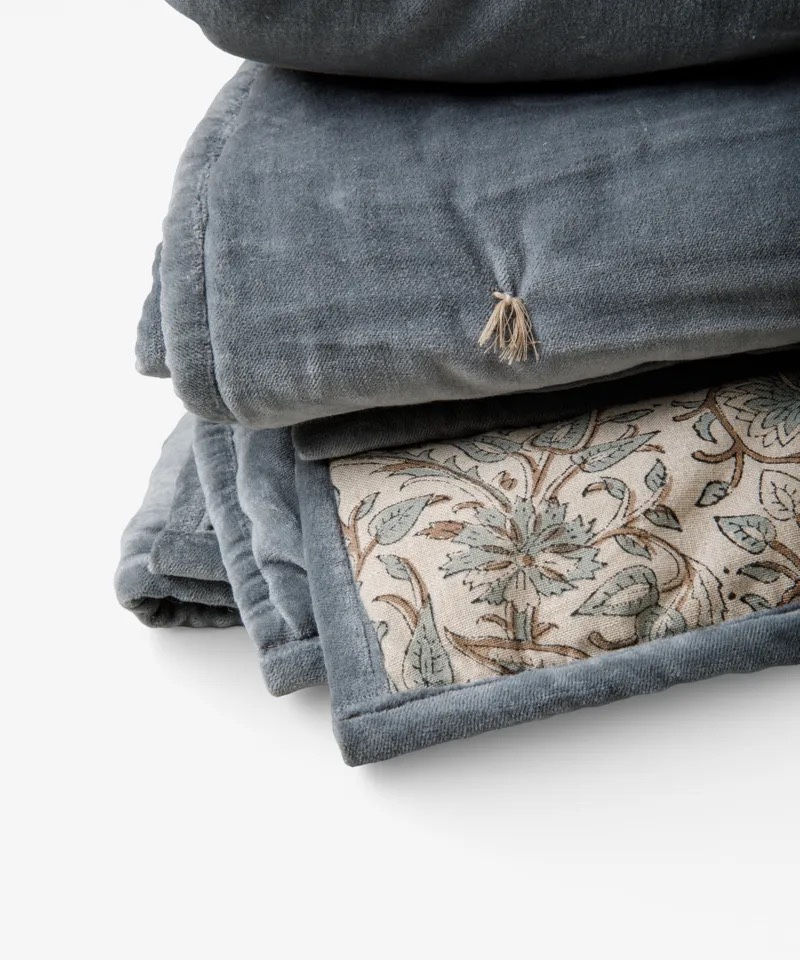 Thumbnail: Serena Handblocked Velvet Quilt