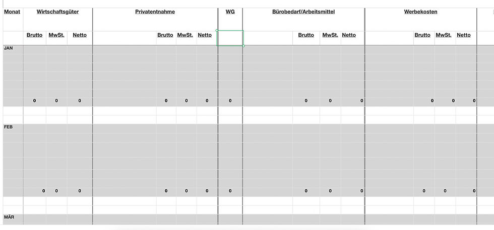 Excel Buchhaltungsliste