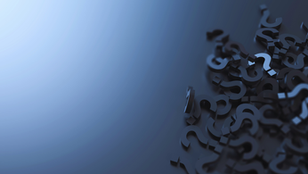 Question marks scattered on blue backgroud
