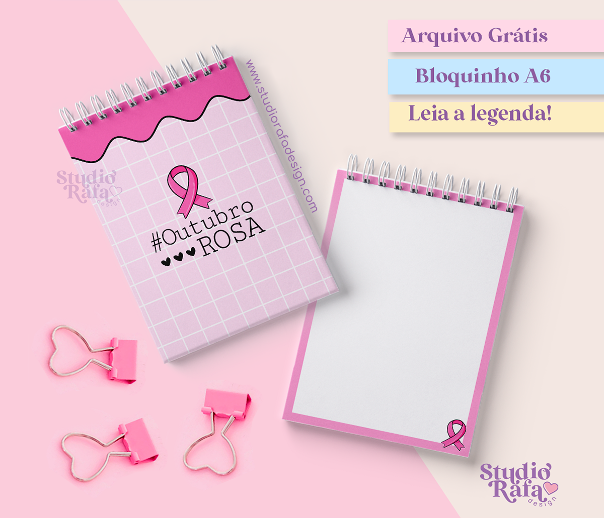 FREEBIES - Bloquinho Outubro Rosa A6 (arquivo digital)