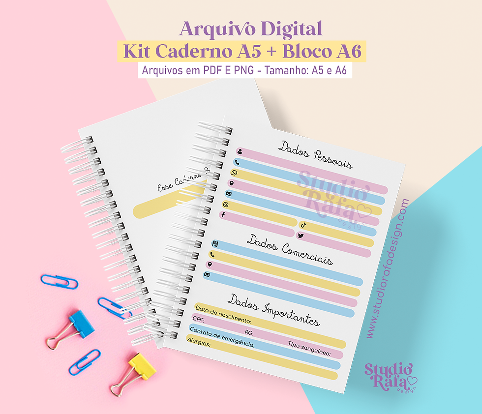 Miniatura: Kit Caderno A5 + Bloco A6 #1 (arquivo digital)
