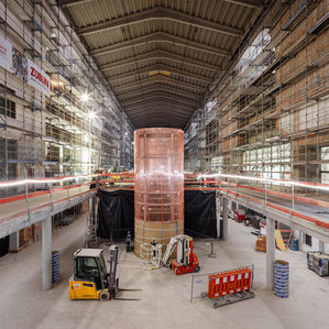 view into the historic Stuttgart Main Station building by architect Paul Bonatz
