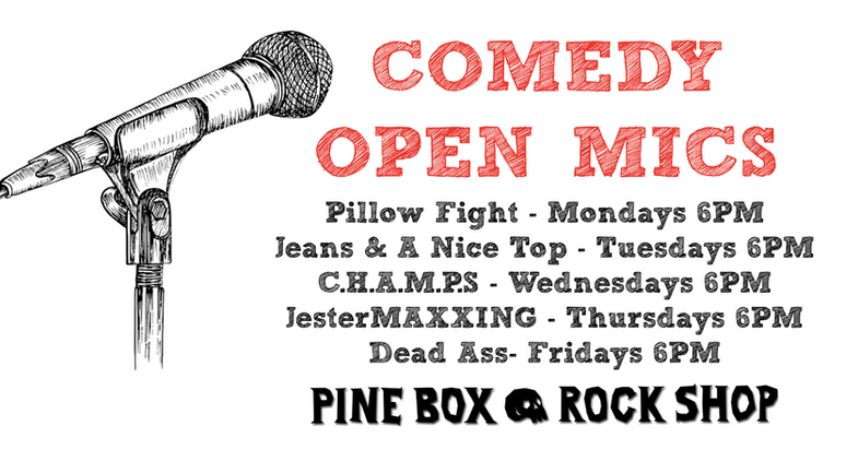 Weekly Stand Up Open Mics at Pine Box 🎤
What are you waiting for?
Get on stage!
Pine Box is a friendly, supportive place for you to explore and participate in the New York Comedy Scene.
For more info on the individual mics, give them s follow on insta:
Pillow Fight @pillowfightmic
Jeans & A Nice Top
@jeansandanicetopcomedy
CHAMPS @bobby.condon
JesterMAXXING @radiofreebk
Dead Ass @deadassopenmic