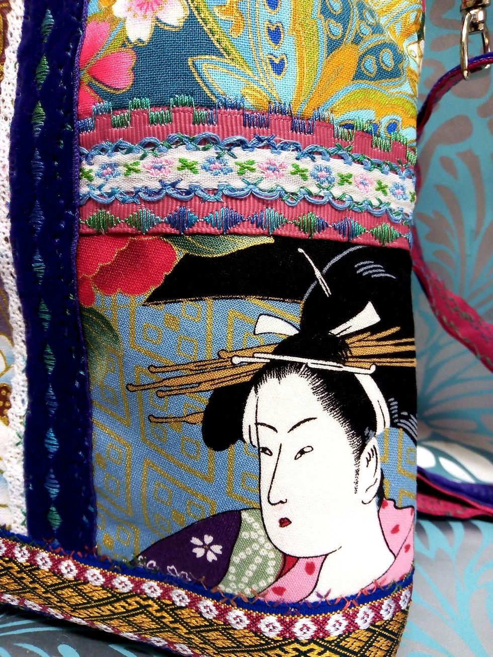 Thumbnail: Japanese Fabric Cross Body Bag, Animal Fayre Designs Unique Bag
