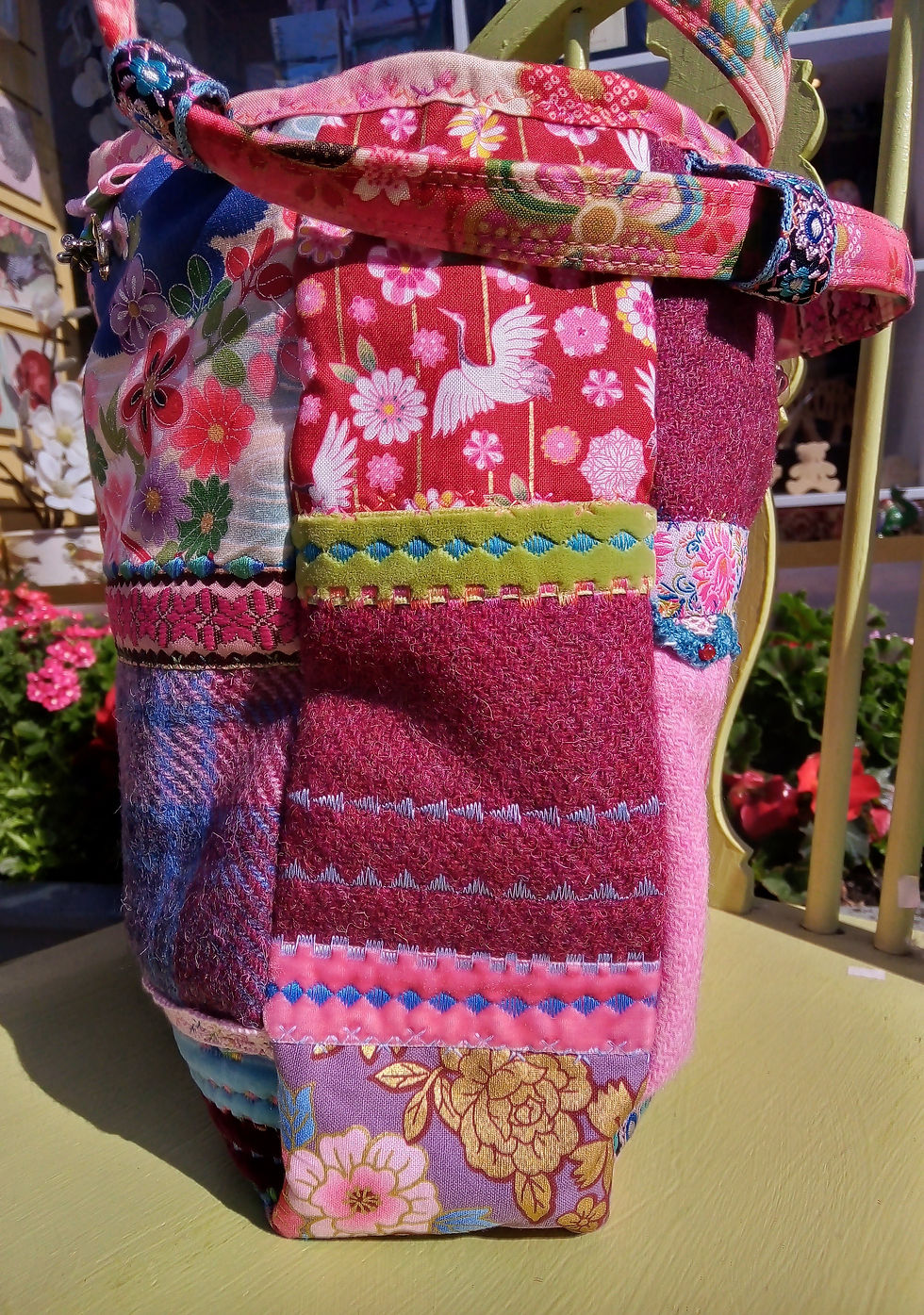 Thumbnail: Butterfly Harris Tweed Unique Handbag, Blue and Pink Handbag