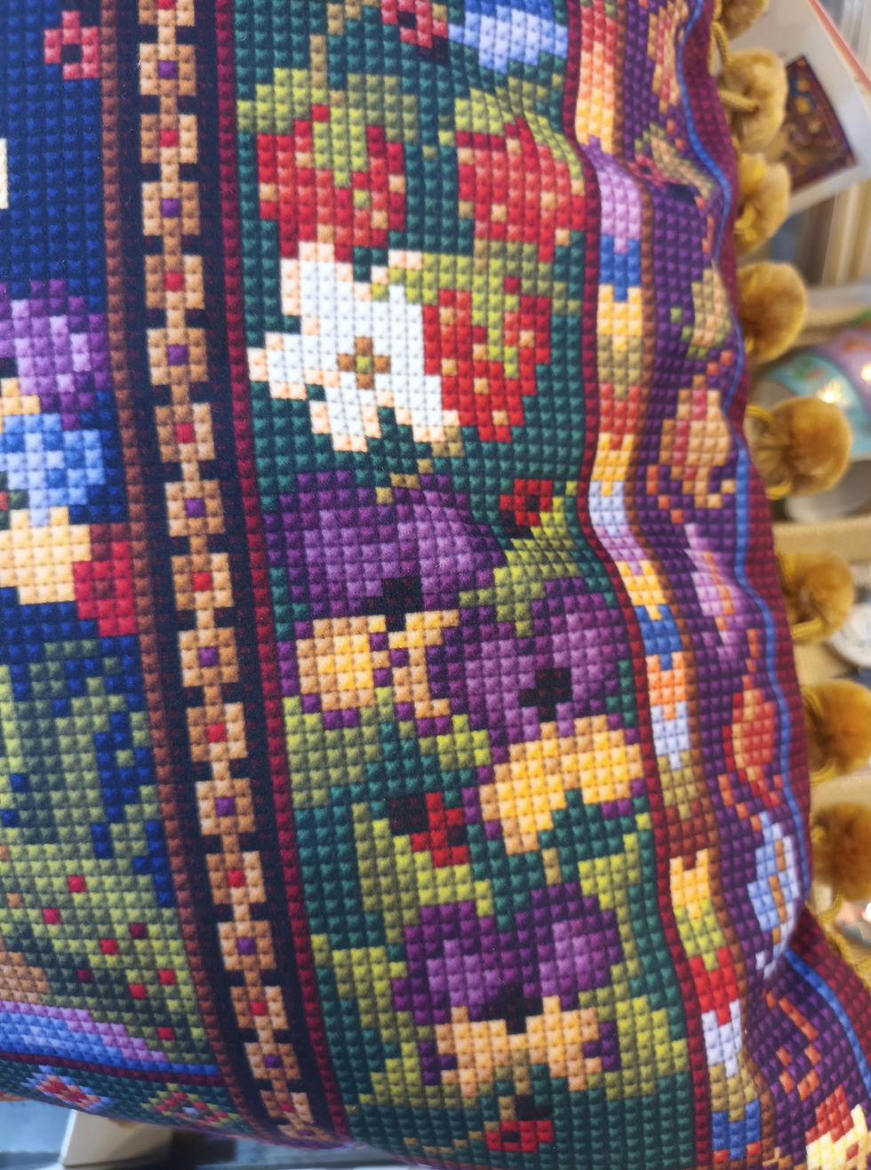 Thumbnail: The Unicorn's Meadow Velvet Cushion,  Tapestry Cross-stitch Print