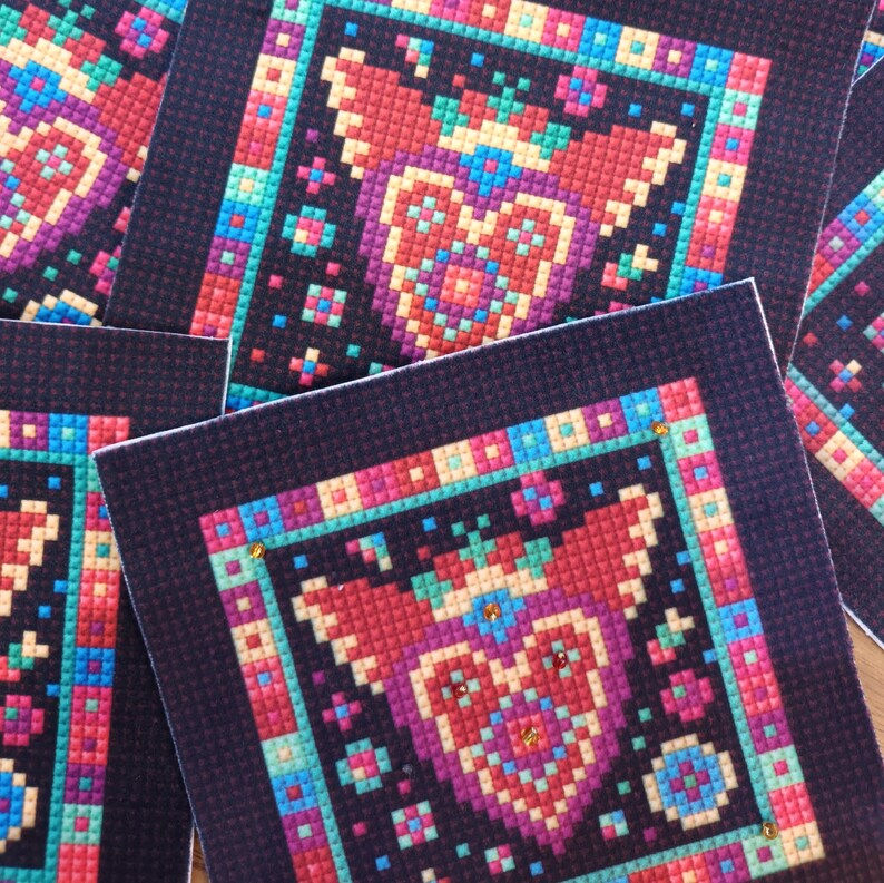 Thumbnail: Velvet Fabric Panel,  Animal Fayre Fabric,  Cross-stitch Simulation, Set 1 