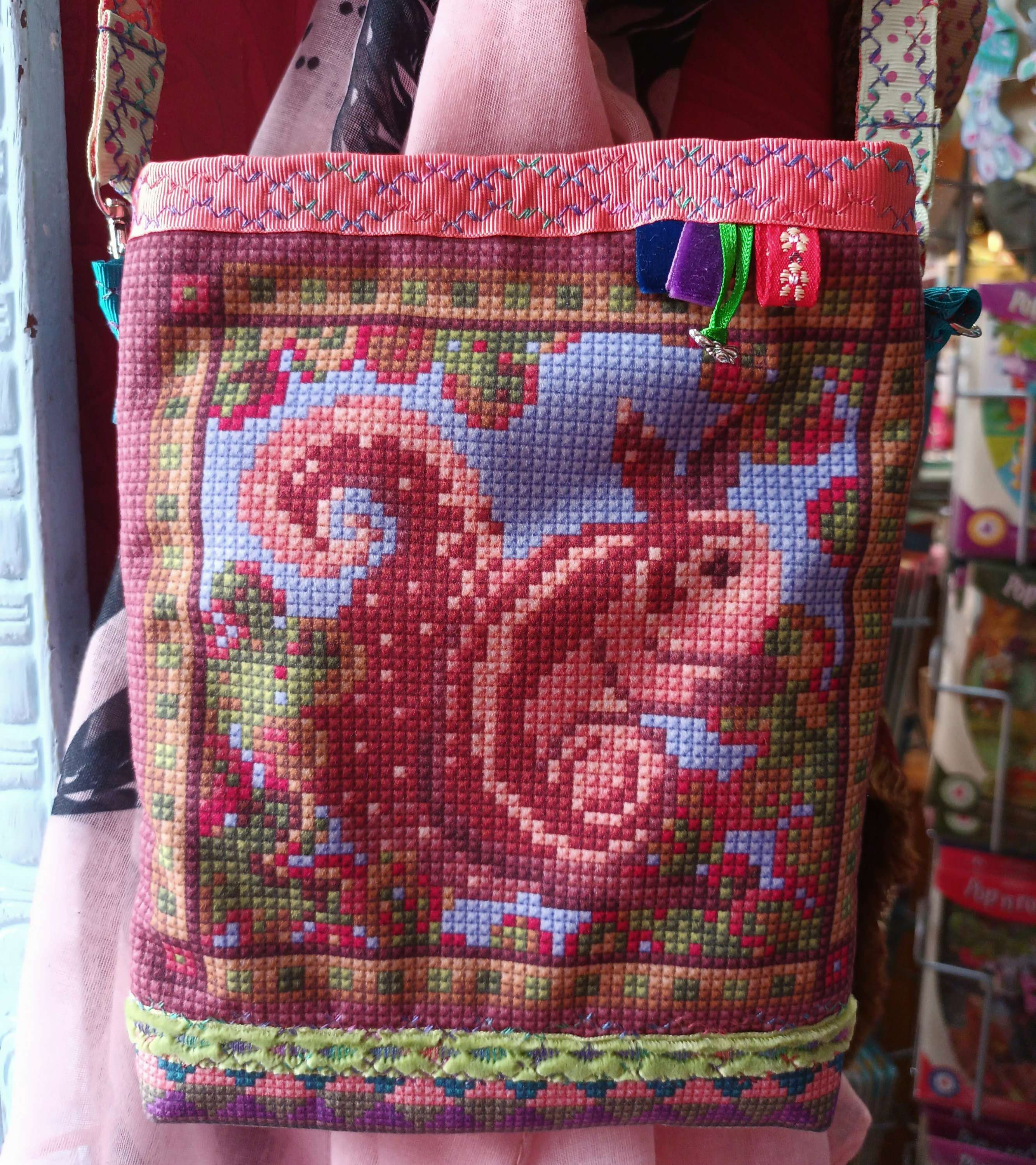 Red Squirrel Cross Body Bag,  Small Holiday Bag 
