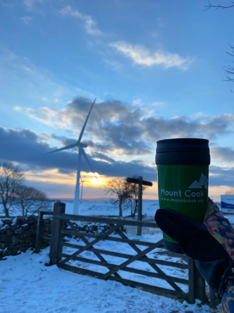 Snowy countryside and wind turbine