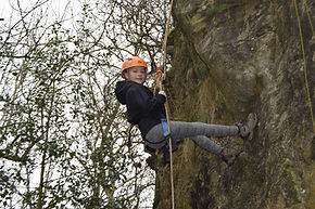 Abseiling in a wood
