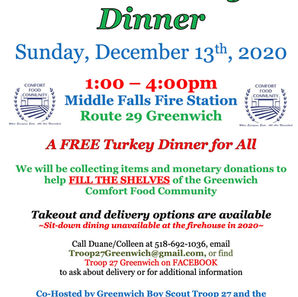 Free Community Dinner at The Middle Falls Fire Department