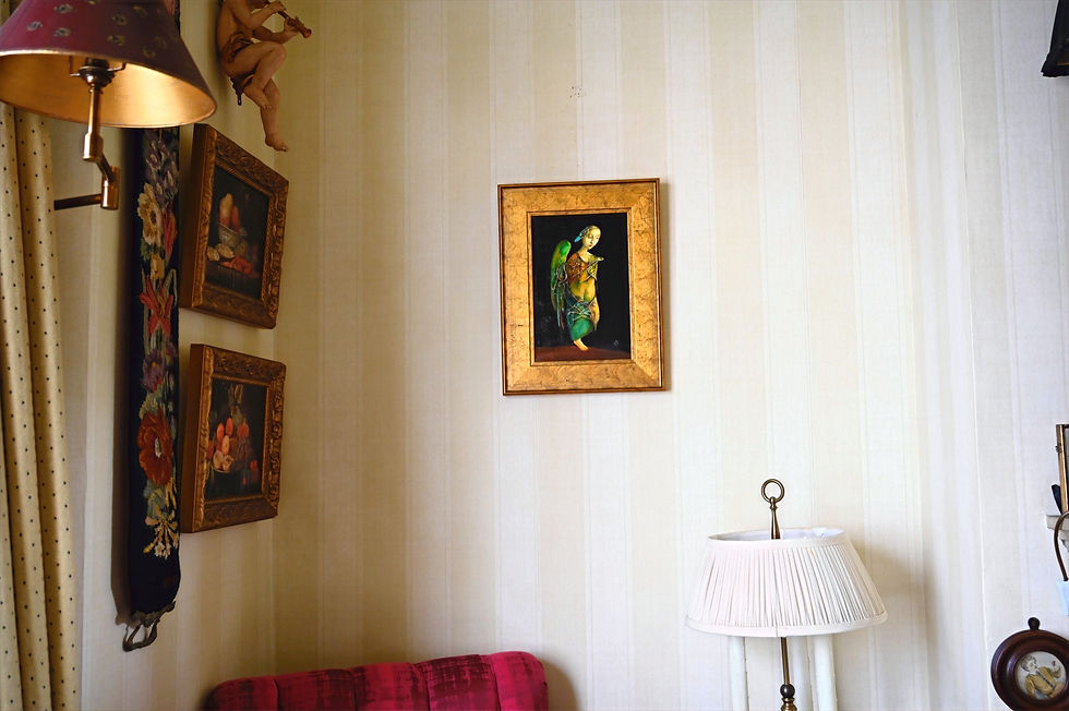 Standing angel, looking sad