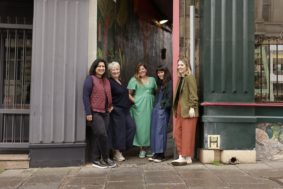 Pictured from left to right: Fahima Chowdhury, Helen Bullough, Melanie Rainbow, Lynsey Palmer and Nicole Forrest. Photo Credit: Claire Dixon.