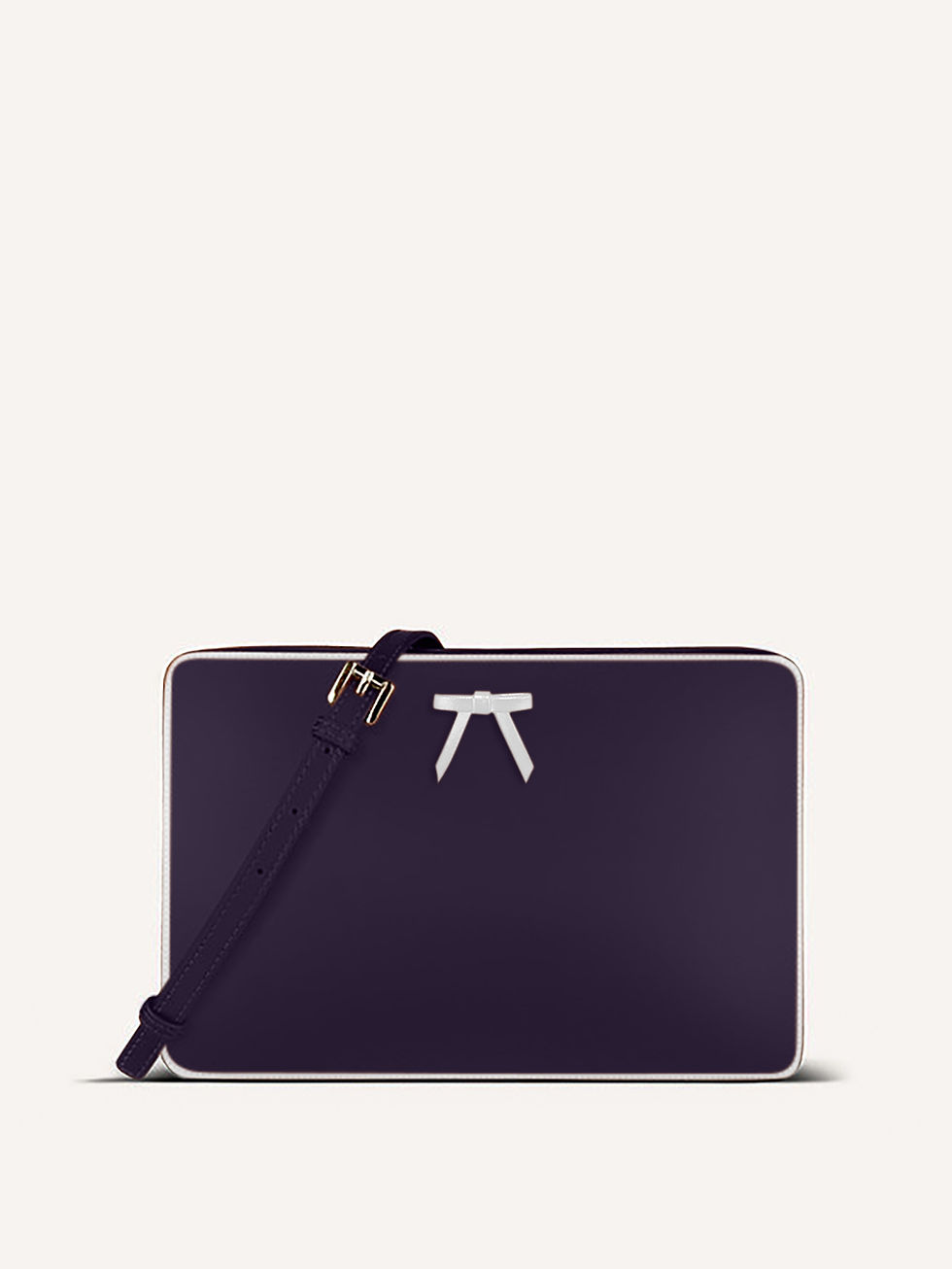 M.A.M.A. "Bow Charm" Crossbody Bag in Deep Blue Leather with White Bow Accent
