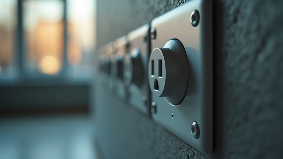 Eye-level view of a modern plug socket installation