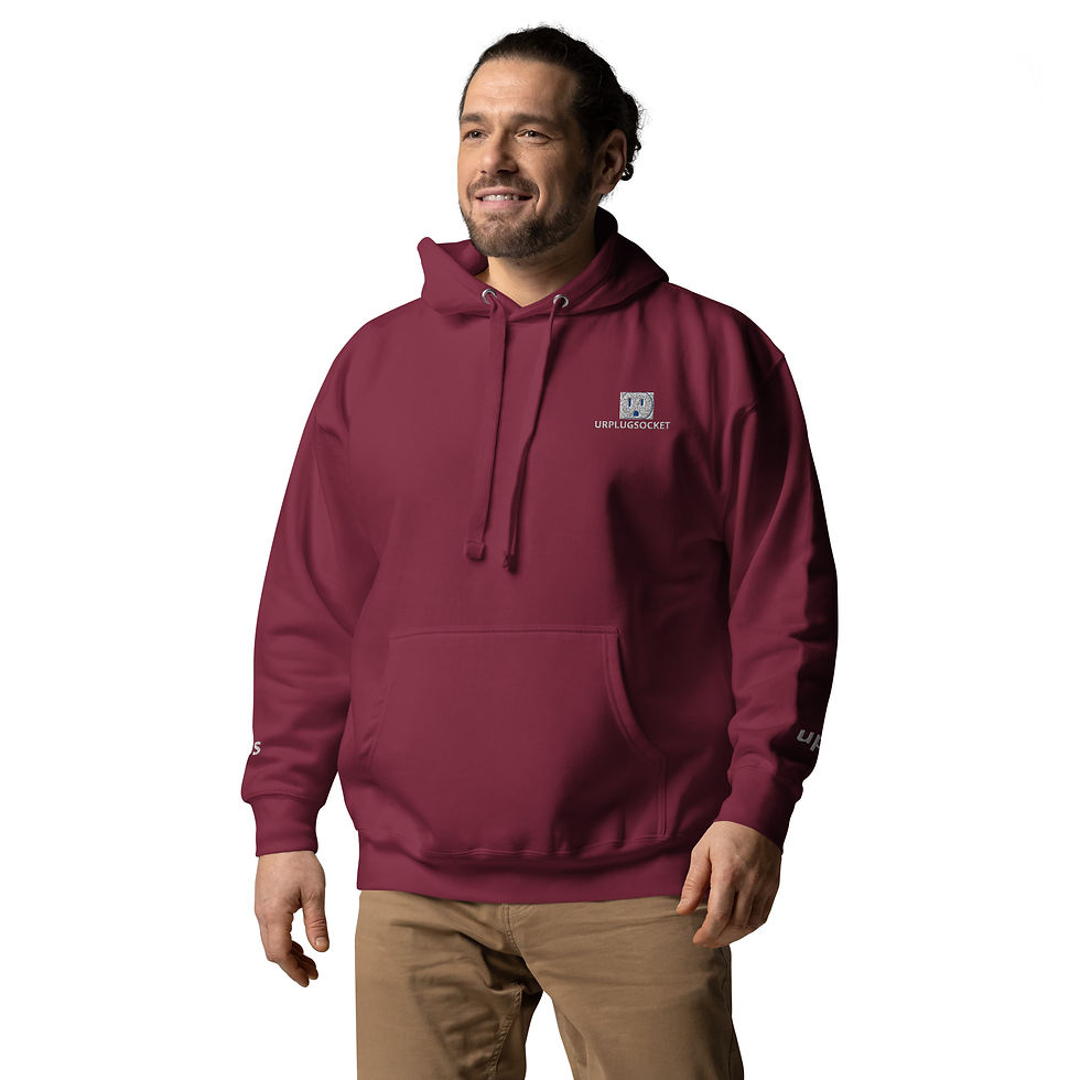 Thumbnail: Burgandy hoodie with grey symbol