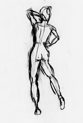 A loose sketch of a women in a pose. 
