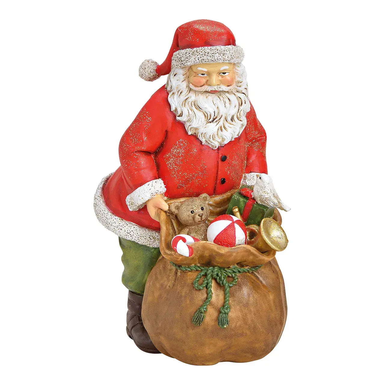 Santa with Bag | Red Poly Decorative Figurine (9x19x13cm)