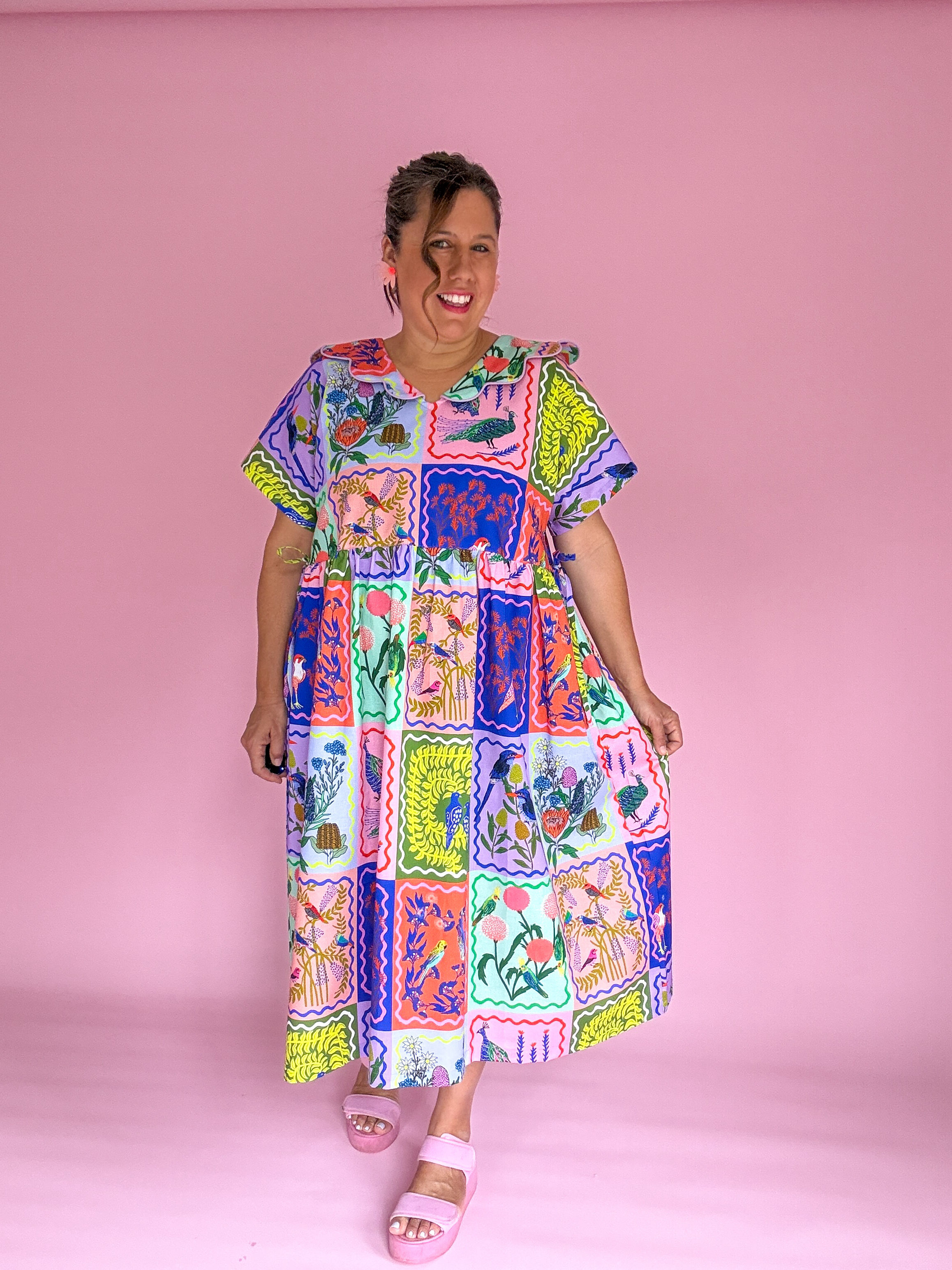 Birdsong Scalloped Collar Dress