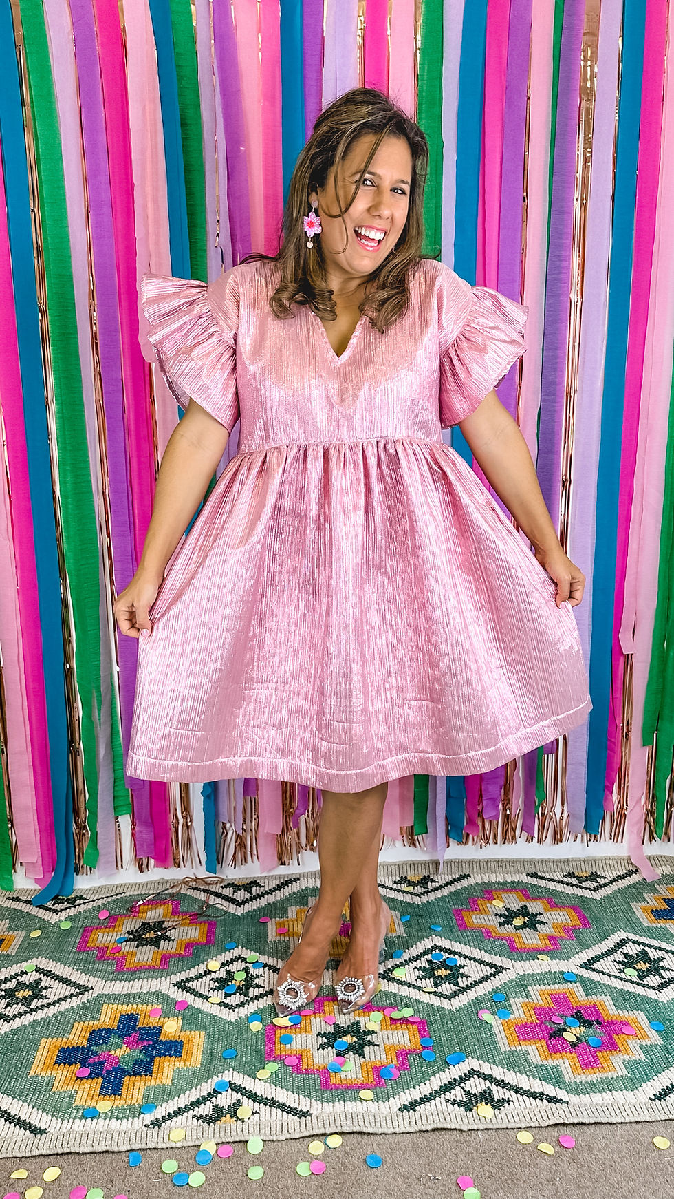 Thumbnail: Ready Made Sparkly Party Smock Dress