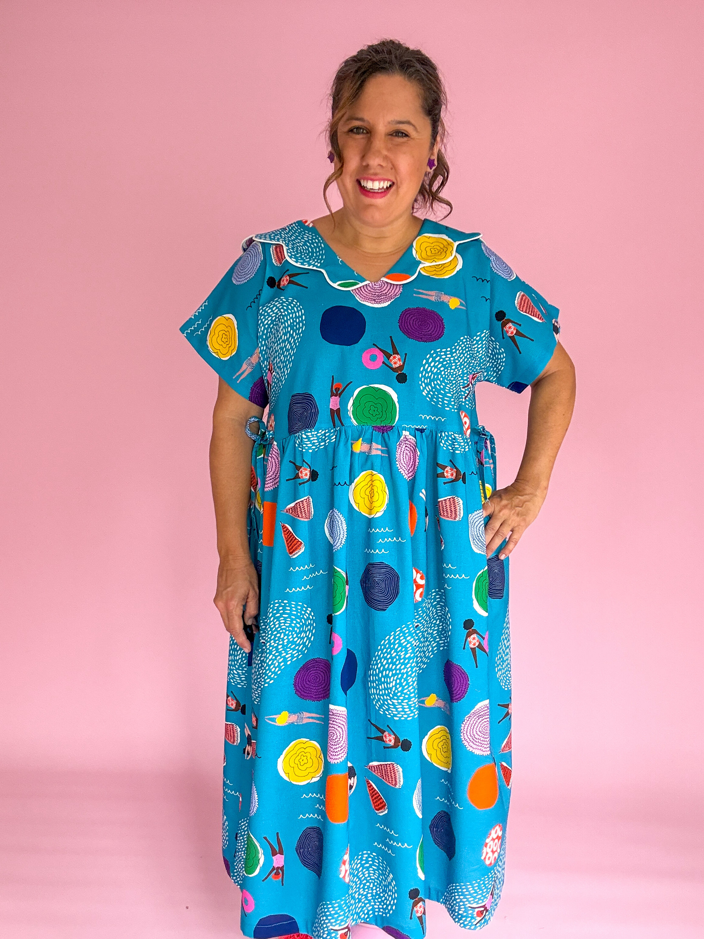 Summer Splash Scalloped Collar Dress