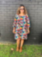Thumbnail: Handmade Colourful Floral Botanical A-line Swing Dress. Size 6-20