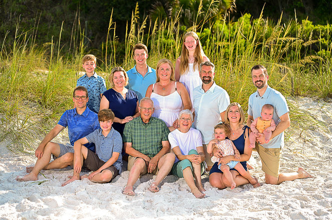 Extended Family Reunion Photo Shoot with 14+ People on 30A