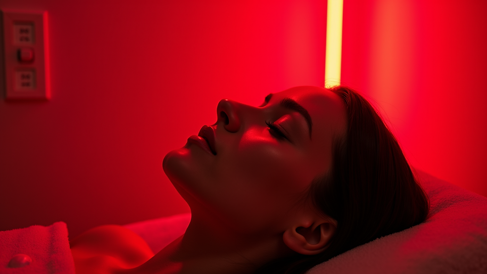 High angle view of a red light therapy session in progress
