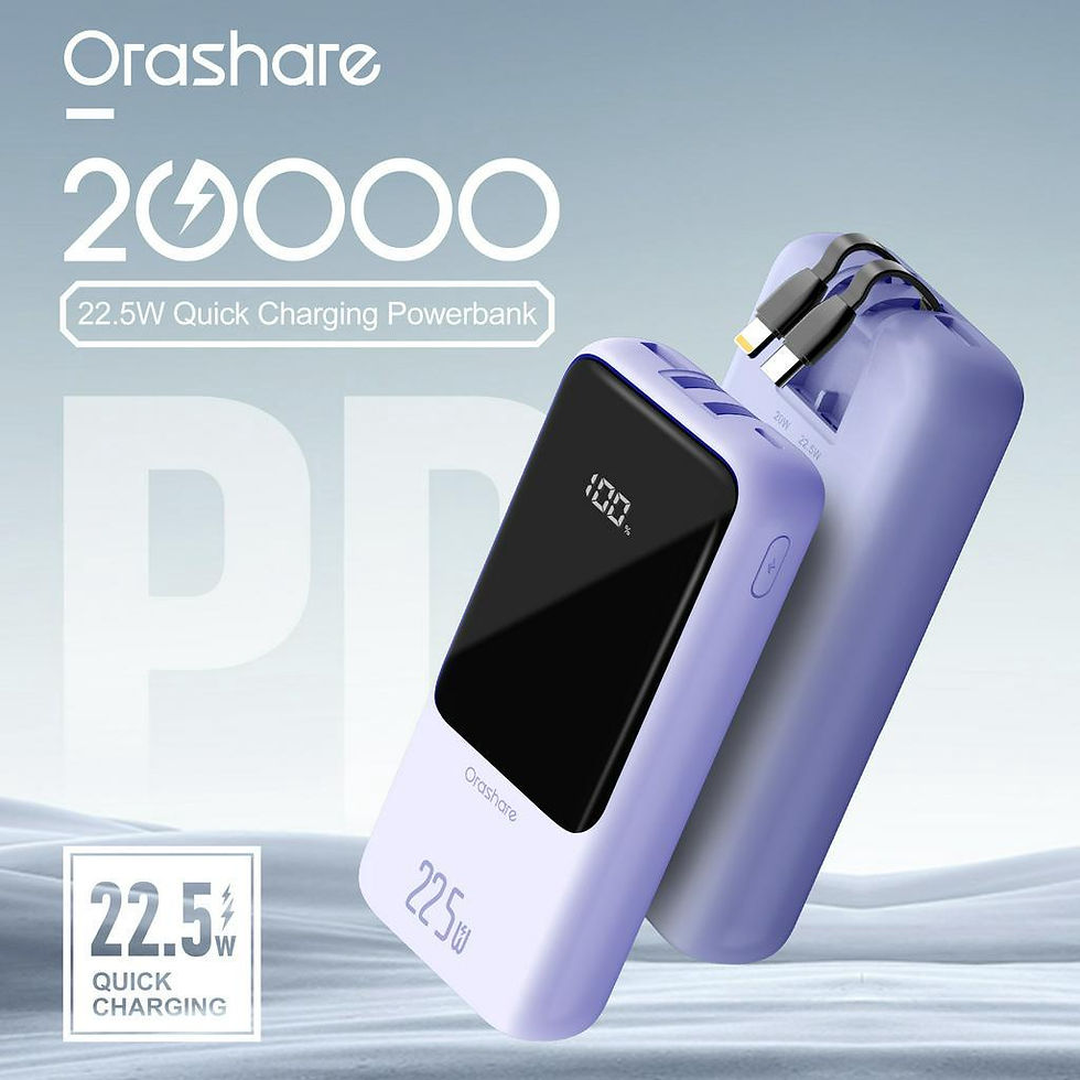 Thumbnail: Orashare OH20Pro 20000mAh Powerbank Built-in Cable 22.5W Fast Charge Digital LED