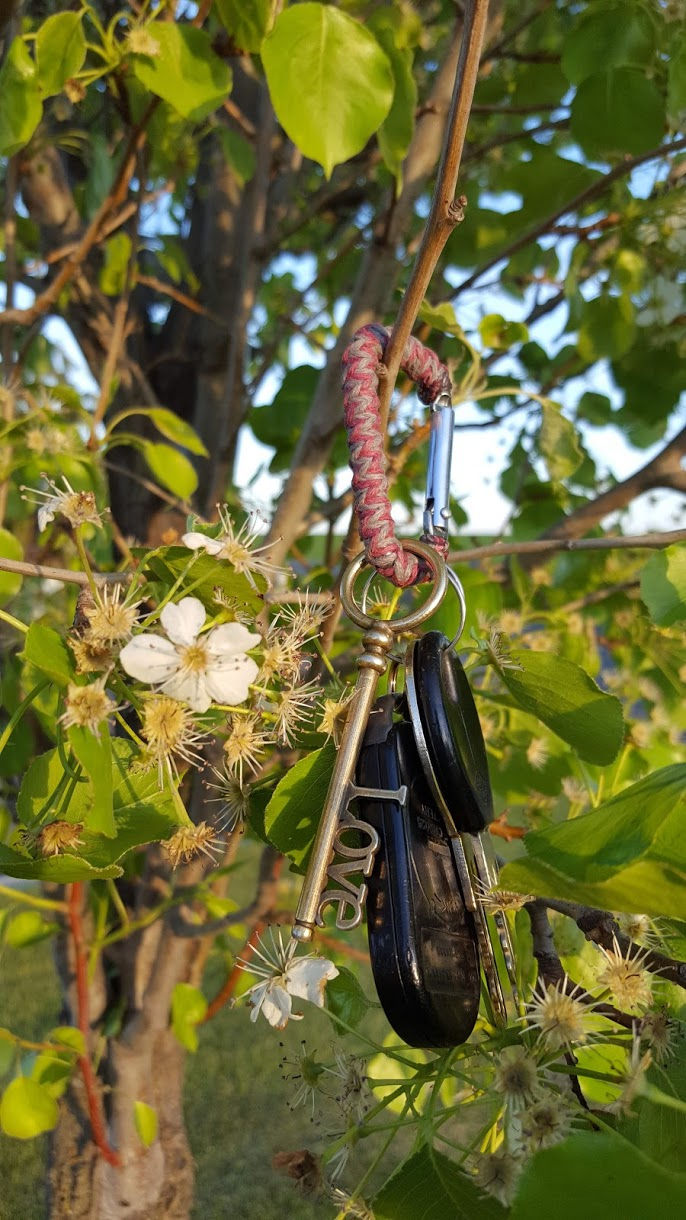 Thumbnail: "Burgundy & Grey" Hemp-Braided 2" Carabiner