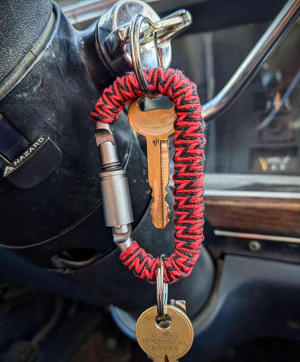 Thumbnail: "Black & Red" Hemp-Braided 3" Carabiner