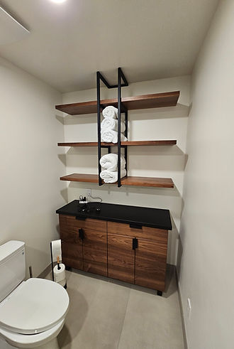 Custom bathroom cabinet and shelving