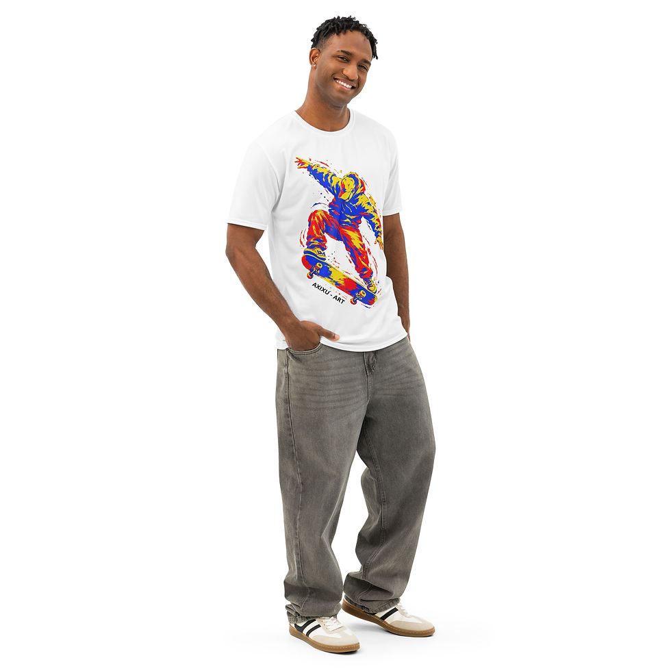 Thumbnail: Men’s Skateboarding Gentleman Graphic Cotton T-Shirt – AXIXU ART