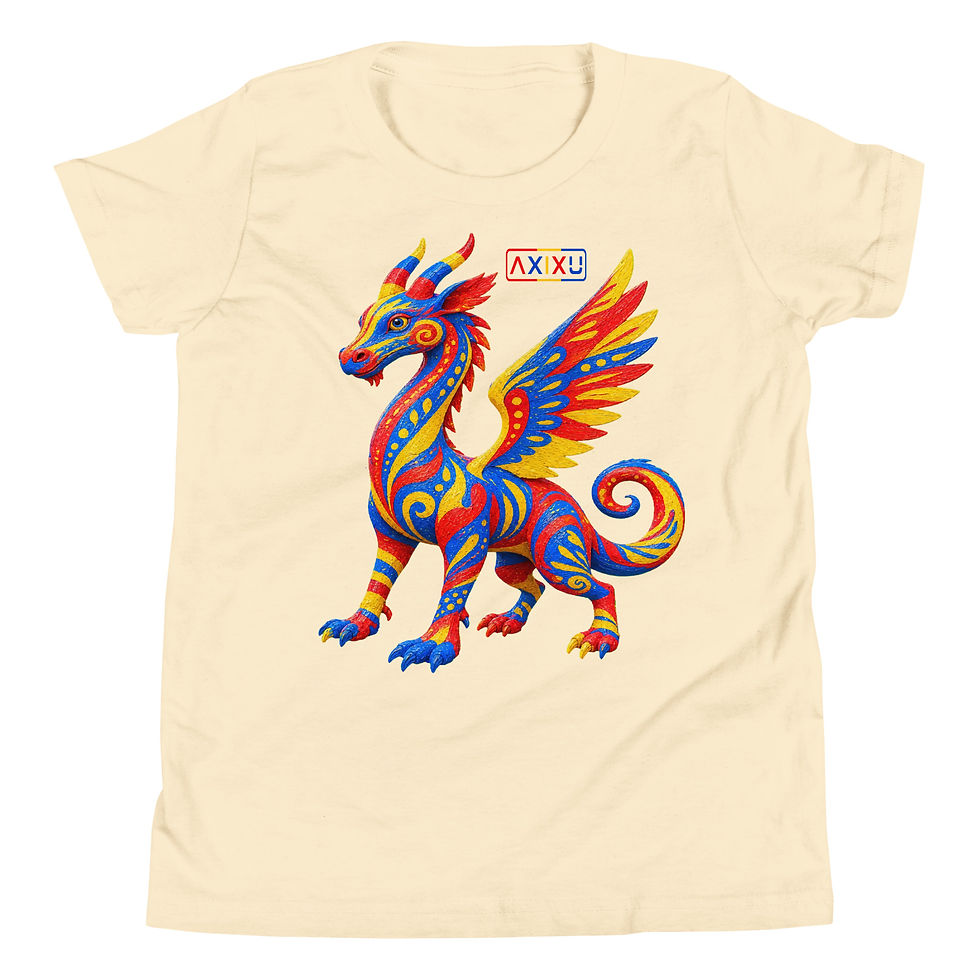 Thumbnail: Zuki the Colorful Alebrije Youth T-Shirt for Girls by AXIXU