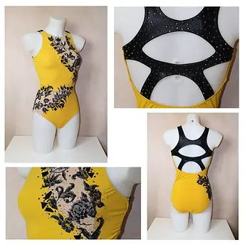 costume-ocre jaune-pole-danse-patinage-roller-artistique-twirling-creations-justaucorps-dr