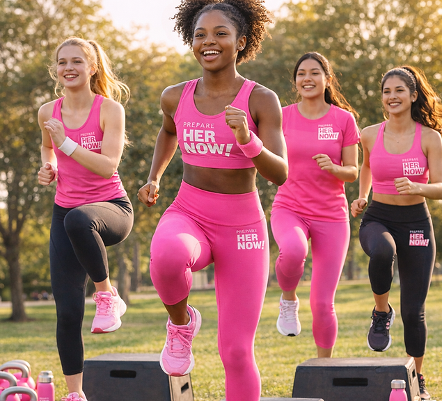 Girls energize in pink workout session