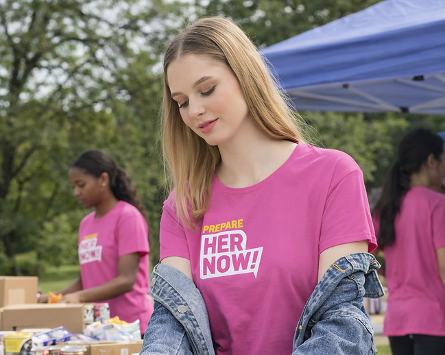 Volunteering for food donations outdoors