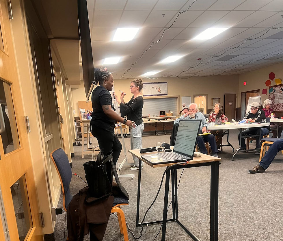 High angle view of a community meeting in Colorado discussing safety reform