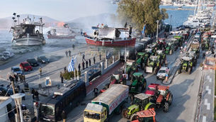 Greek farmers and fishermen join forces in protest 