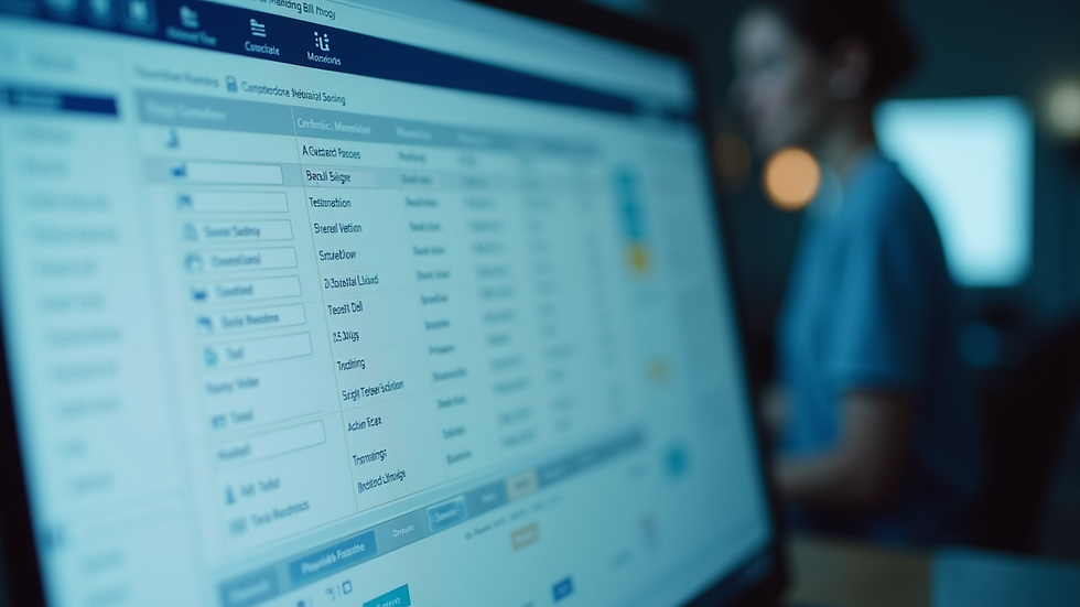 Close-up view of a computer screen displaying medical billing software