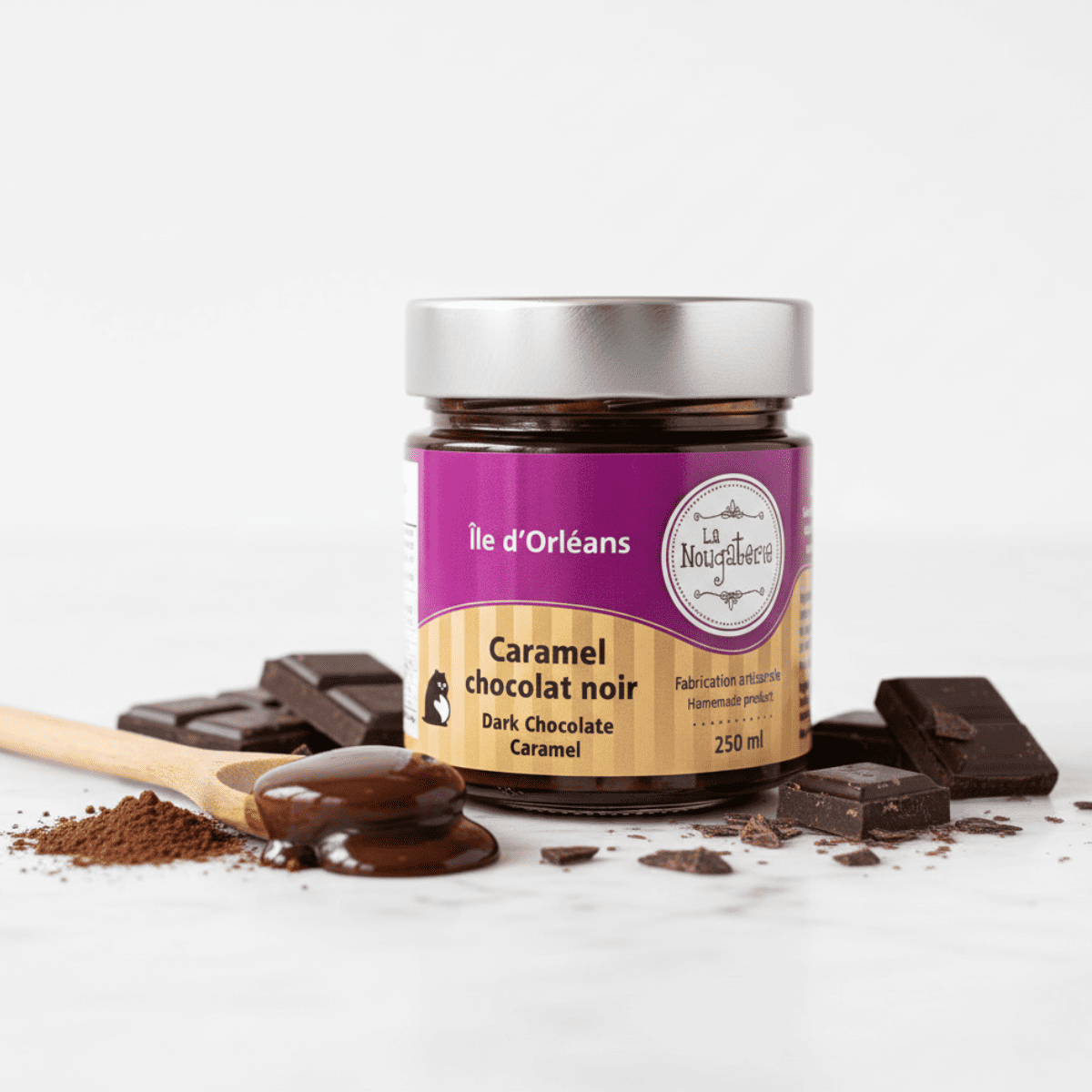 Pot de caramel au chocolat noir