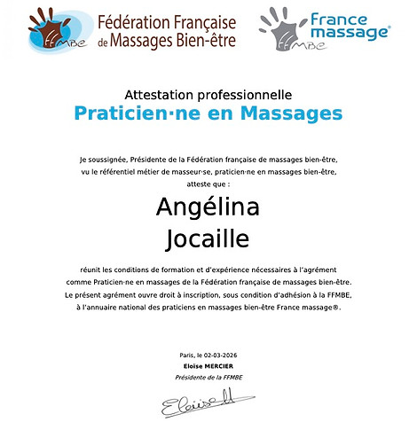 Agrément France massage FFMBE