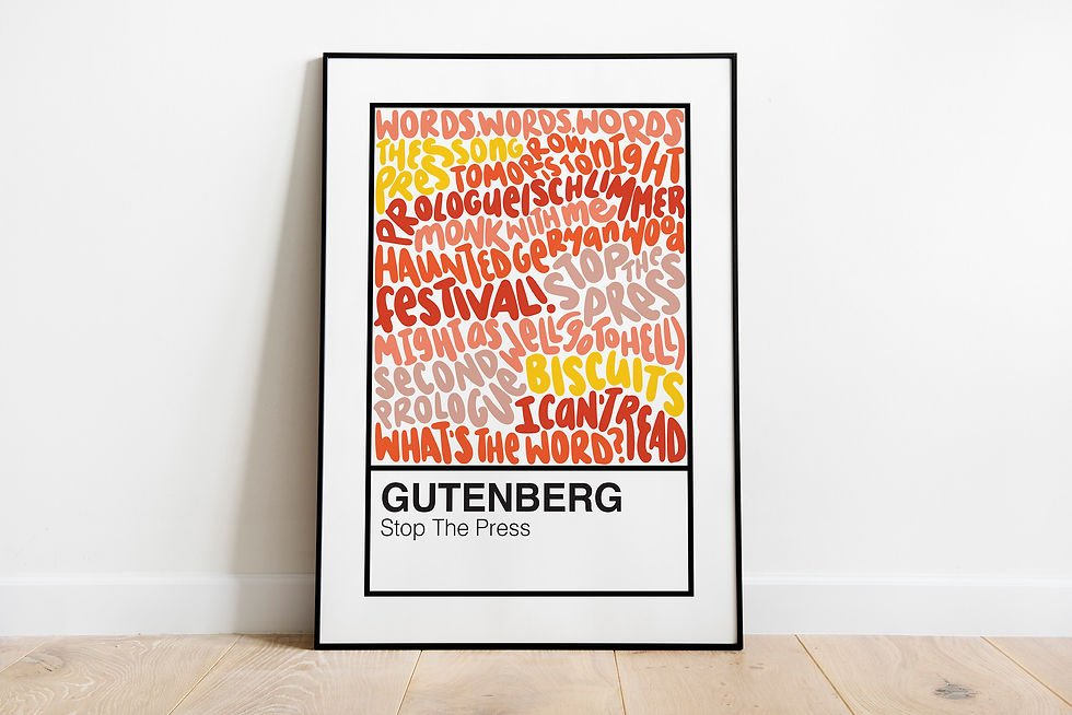 Gutenberg Broadway Musical Handlettered Color Swatch Art Print Poster