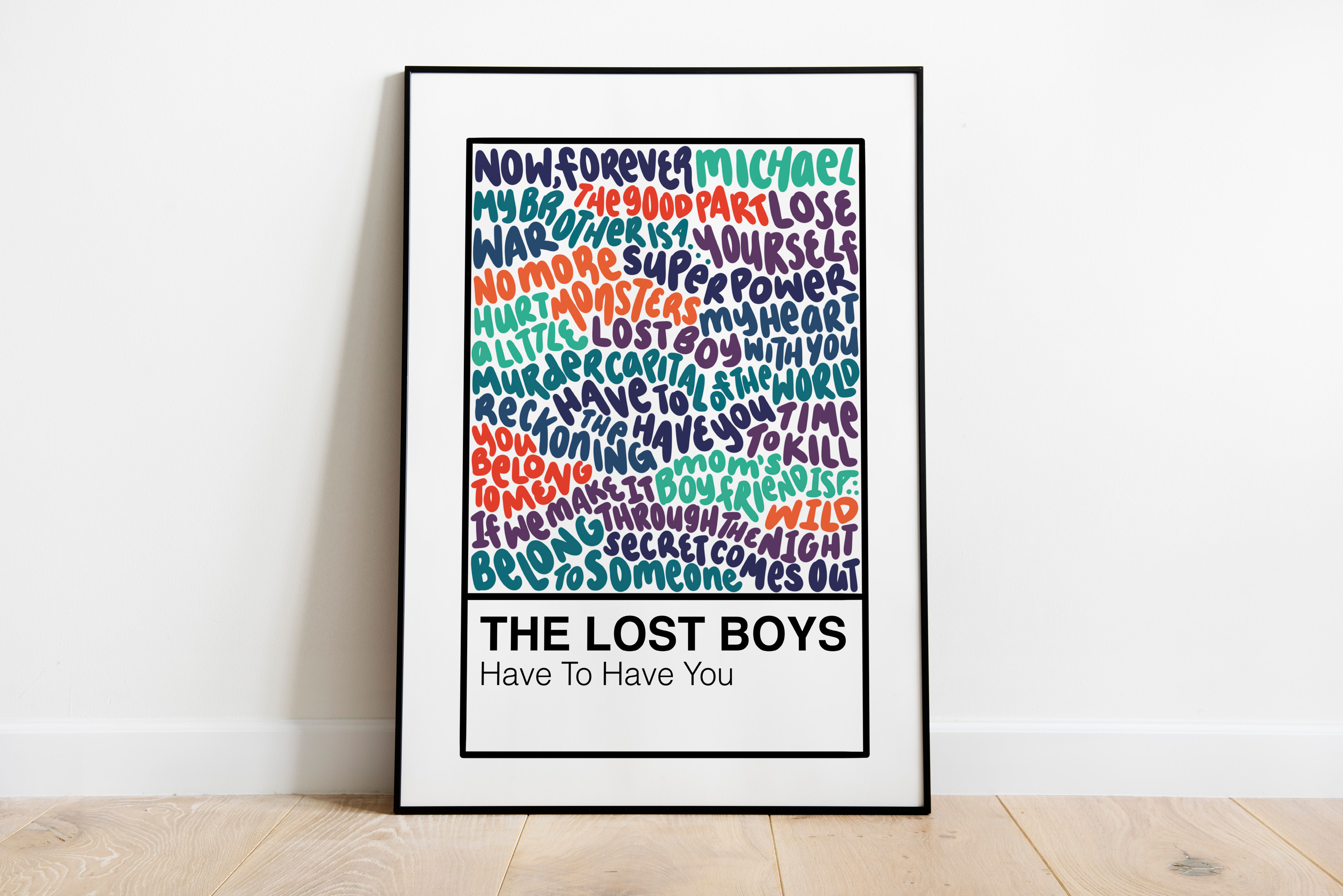 The Lost Boys Broadway Musical Handlettered Color Swatch Art Print Poster