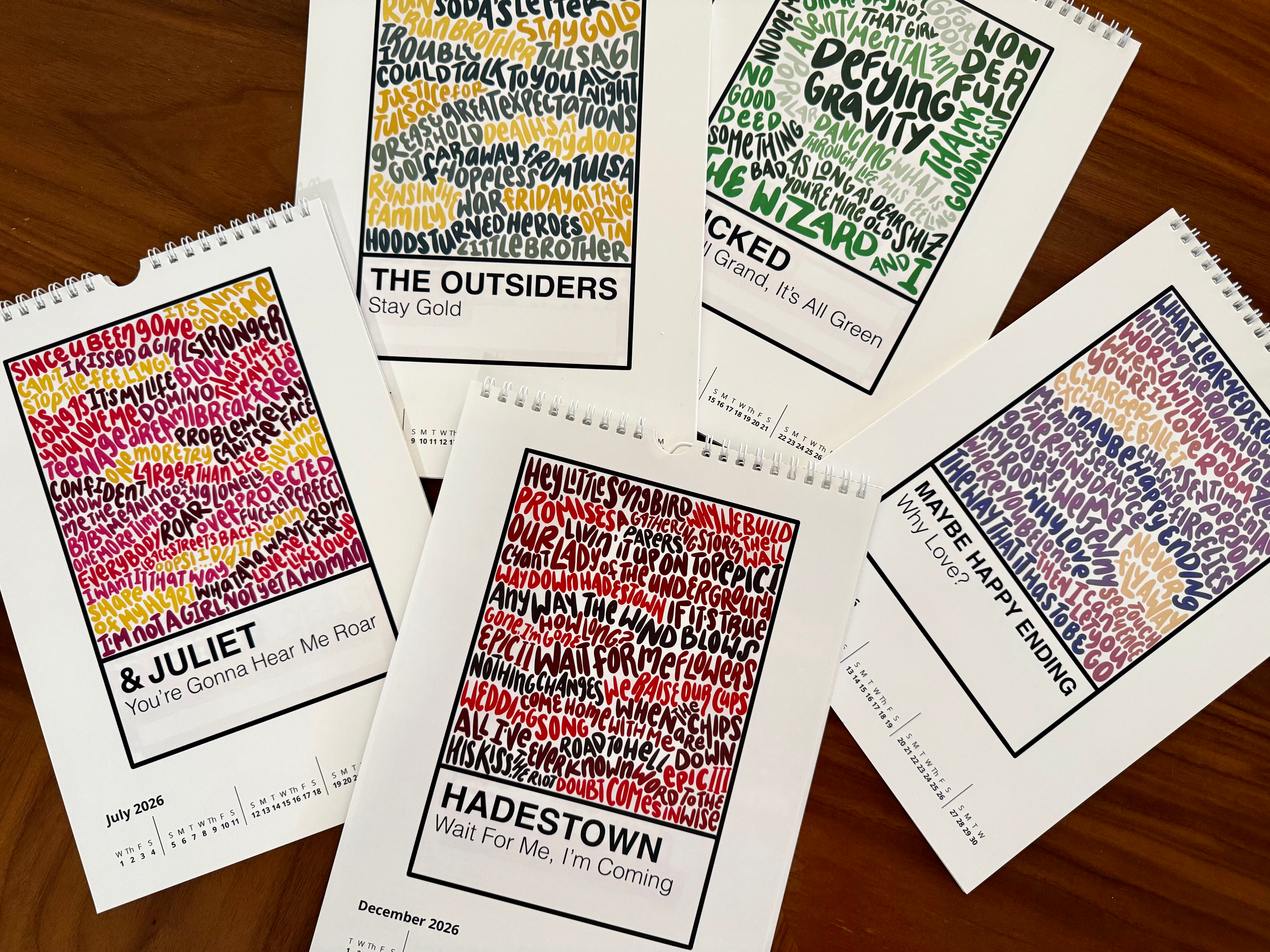 Broadway Musical Color Swatch 2026 Calendar