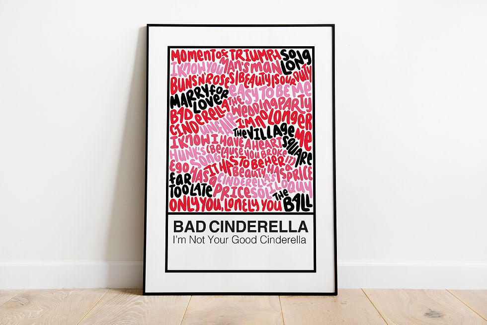 Bad Cinderella Broadway Musical Handlettered Color Swatch Art Print Poster