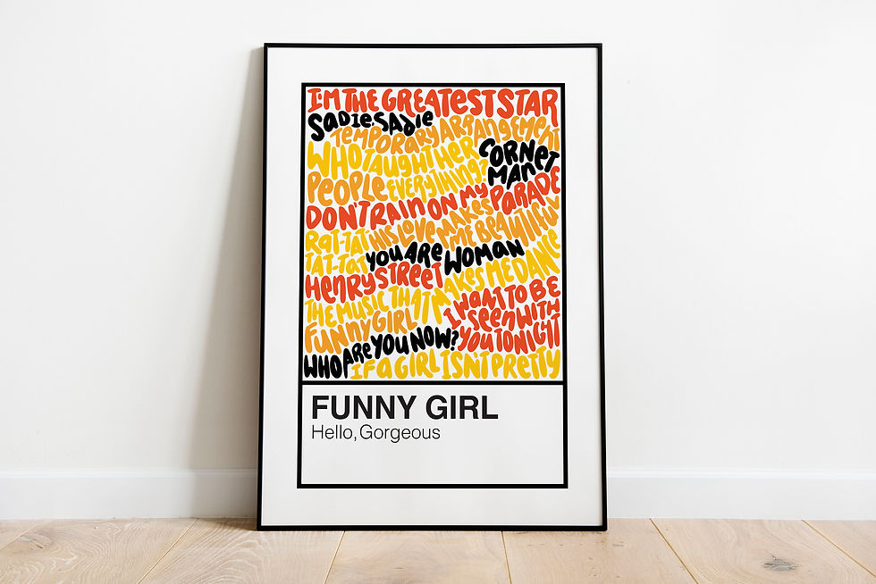 Funny Girl Broadway Musical Handlettered Color Swatch Art Print Poster