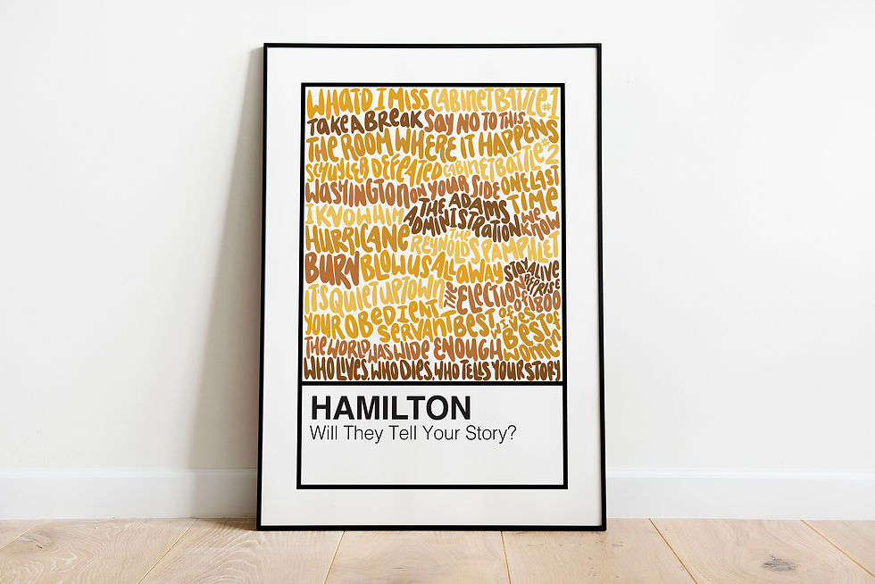 Hamilton Act 2 Broadway Musical Handlettered Color Swatch Art Print Poster