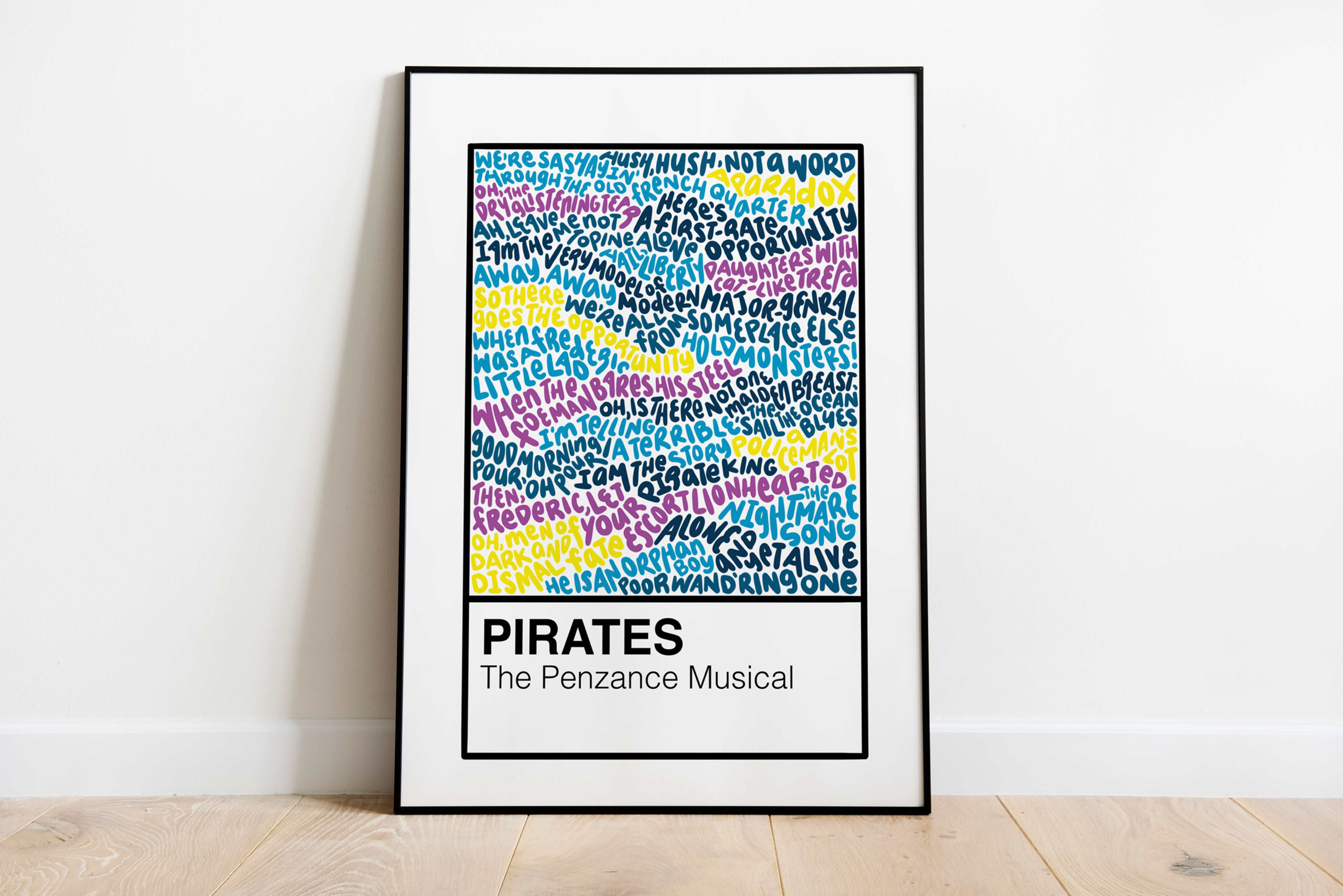 Pirates of Penzance Broadway Musical Handlettered Color Swatch Art Print Poster